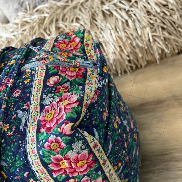 Vintage VERA BRADLEY Bluebird 1998 Original Duffle Bag Blue Green Floral Quilted - Picture 3 of 14